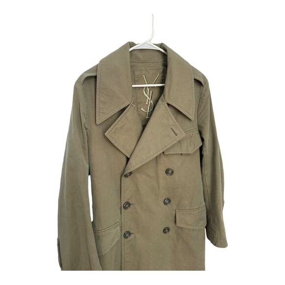 YSL Yves Saint Laurent Rive Gauche Y2K classic iridescent trench size 48/38 USA - Picture 3 of 17